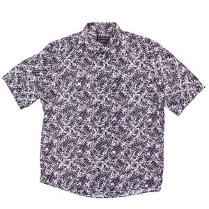 Jhane Barnes Mens‎ L Classic Fit Silk Cotton Blend Abstract Print SS Shirt